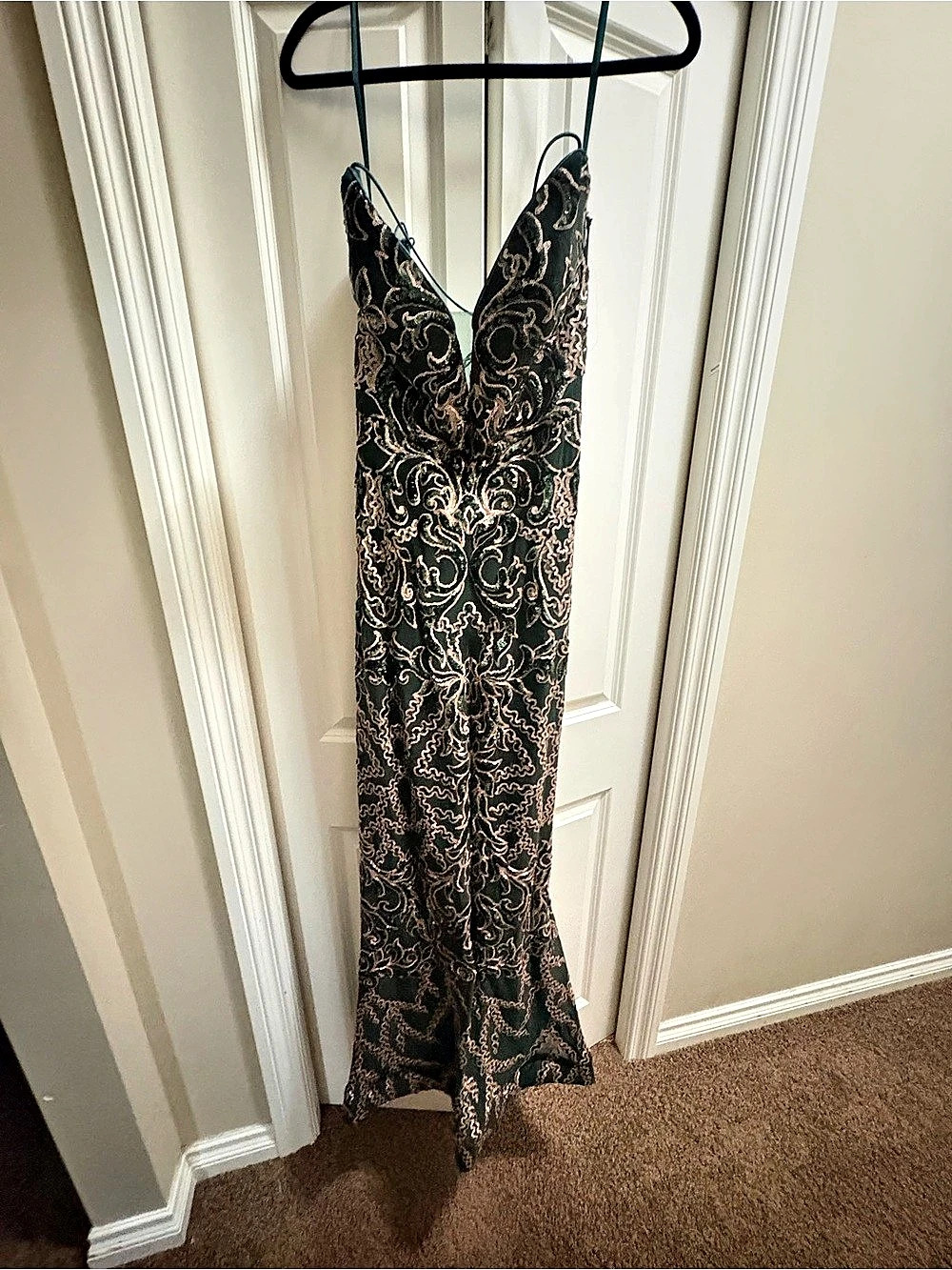 Paisley Maxi Dress in Black & Gold Like New